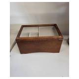 Wooden Jewelry Box with Glass Lid and 3 Drawers