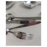 Mixed Lot of Stainless Steel Flatware with Wooden Case