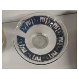 Pair of Midcentury Glass Bowls with Gold and Blue Accents