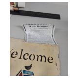 Vintage 1963 Calendar & Folk Art Welcome Sign Lot