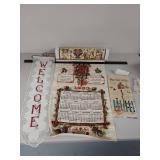 Vintage 1963 Calendar & Folk Art Welcome Sign Lot