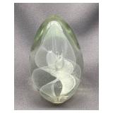 Signed 1990 Hand-Blown Glass Art Paperweight - Elegant Design