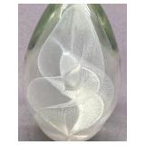 Signed 1990 Hand-Blown Glass Art Paperweight - Elegant Design