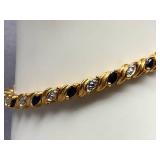 925 Sterling Silver Bracelet with Black and Clear Stones