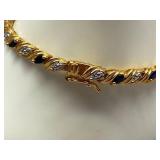 925 Sterling Silver Bracelet with Black and Clear Stones
