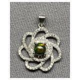 Sterling Silver 925 Pendant with Gemstone Centerpiece