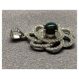 Sterling Silver 925 Pendant with Gemstone Centerpiece