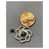 Sterling Silver 925 Pendant with Gemstone Centerpiece
