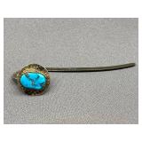 Vintage Sterling Silver 925 Hairpin with Turquoise Stone Accent
