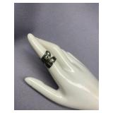 Signed Sterling Silver 925 Mexico Ring with Abalone Inlay, Adjustable