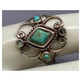 Sterling Silver 925 Ring with Turquoise Stones, Size 6
