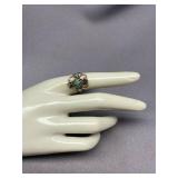 Sterling Silver 925 Ring with Turquoise Stones, Size 6