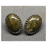 Vintage Sterling Silver 925 Clip-On Earrings with Stone Design