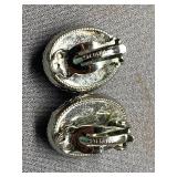 Vintage Sterling Silver 925 Clip-On Earrings with Stone Design