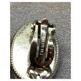 Vintage Sterling Silver 925 Clip-On Earrings with Stone Design