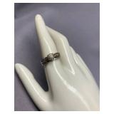 Sterling Silver 925 Ring Set with Cross Accents and Cluster Design Size 9
