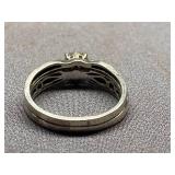 Sterling Silver 925 Ring Set with Cross Accents and Cluster Design Size 9