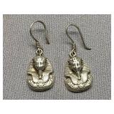 Sterling Silver 925 Pharaoh Design Dangle Earrings