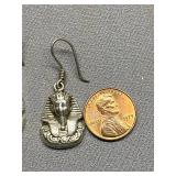 Sterling Silver 925 Pharaoh Design Dangle Earrings