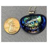 Sterling Silver 925 Necklace with Dichroic Glass Pendant