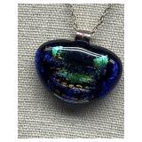 Sterling Silver 925 Necklace with Dichroic Glass Pendant