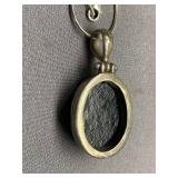 Elegant Oval Glitter Pendant Necklace with sterling silver 925 Chain