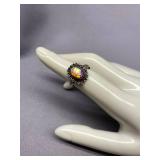 Sterling Silver 925 Ring with Iridescent Stone, Size 7.5