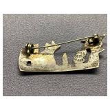 Vintage Sterling Silver 925 Pin with Intricate Design and Maker