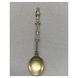 Sterling Silver 835 Souvenir Spoon with Intricate Statue Design