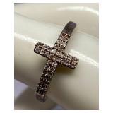 NIALAYA Sterling Silver 925 Cross Ring with Stones