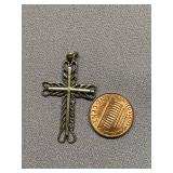 Intricate Sterling Silver 925 Cross Pendant with Braided Design