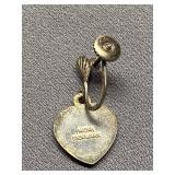 Meka Denmark Sterling Silver 925 Green Enamel Heart Earrings