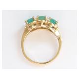 Elegant 10k Gold Ring with Three Green Gemstones 2.66g