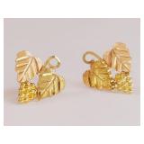 10K Gold Grape Leaf Earrings by Gold Coleman Co