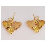 10K Gold Grape Leaf Earrings by Gold Coleman Co