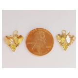 10K Gold Grape Leaf Earrings by Gold Coleman Co