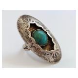 Sterling Silver Turquoise Ring Size 6 Unmarked