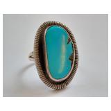 Sterling Silver Turquoise Ring, Size 9, Marked .925, 10.48g