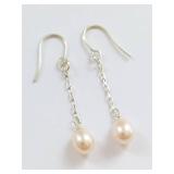 Sterling Silver Pearl Earrings with Appraisal Certificate
