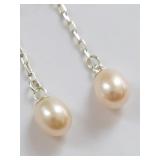 Sterling Silver Pearl Earrings with Appraisal Certificate