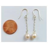 Sterling Silver Pearl Earrings with Appraisal Certificate