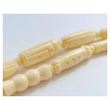 Vintage Handcrafted Beaded Carved Bone Necklace with Intricate Detailing