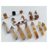 Brazilian and Carnelian Agate Jewelry Lot - Earrings & Pendants