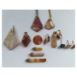 Brazilian and Carnelian Agate Jewelry Lot - Earrings & Pendants