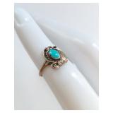 Sterling Silver Turquoise Ring Size 3.5 1.27g
