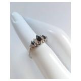 Sterling Silver Sapphire & CZ Ring Size 5