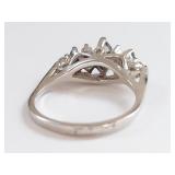 Sterling Silver Sapphire & CZ Ring Size 5