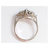 Sterling Silver Sapphire & CZ Ring Size 5