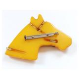 Vintage Bakelite Horse Brooch in Amber Tone