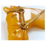 Vintage Bakelite Horse Brooch in Amber Tone